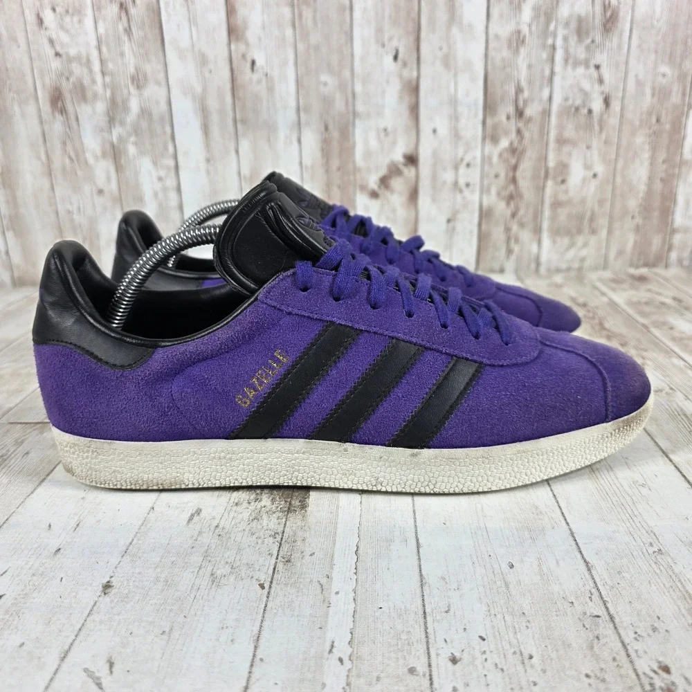Adidas Gazelle Purple Black Suede Leather Mens Sneakers BZ0034 Size 9.5